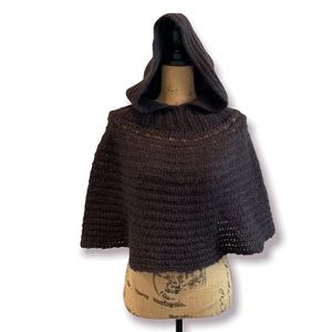 PROMOD Mohair Wool Blend Hooded Knit Capelet Shrug Poncho OS